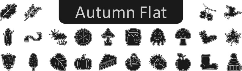 Poster - Autumn flat icons set. Web icon set. Website set icon vector.
