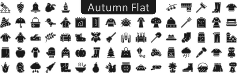 Poster - Autumn flat icons set. Web icon set. Website set icon vector.