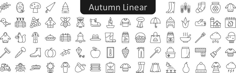 Poster - Autumn linear icons set. Web icon set. Website set icon vector.