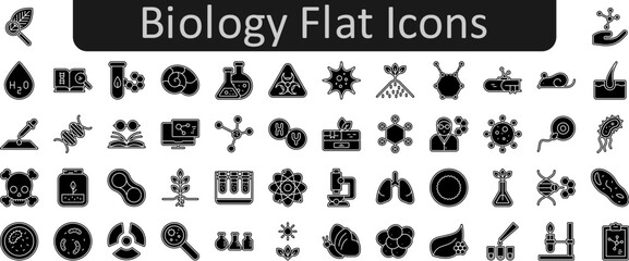 Biology flat vector icon set collection