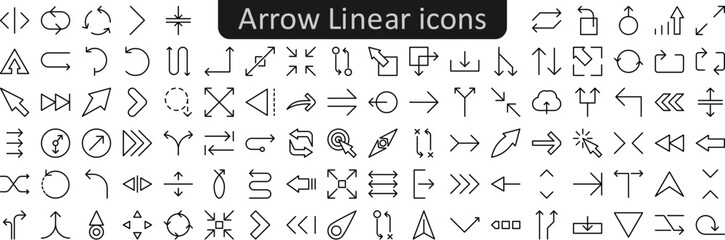 Poster - Arrow linear vector icon set collection