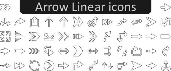 Poster - Arrow linear vector icon set collection