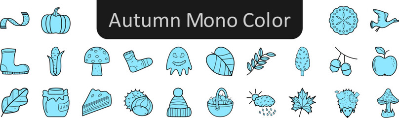 Poster - Autumn mono color icons set. Web icon set. Website set icon vector.