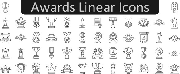 Poster - Awards linear icons set. Web icon set. Website set icon vector.