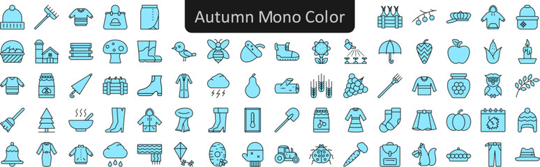 Poster - Autumn mono color icons set. Web icon set. Website set icon vector.