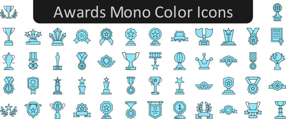Poster - Awards mono color icons set. Web icon set. Website set icon vector.