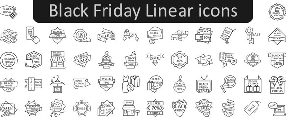 Poster - Black friday linear icons set. Web icon set. Website set icon vector.