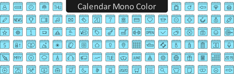 Poster - Calendar mono color icons set. Web icon set. Website set icon vector.