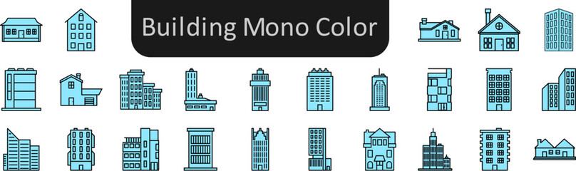 Poster - Building mono color icons set. Web icon set. Website set icon vector.