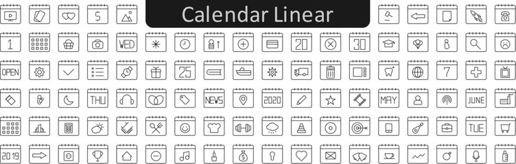 Poster - Calendar linear icons set. Web icon set. Website set icon vector.