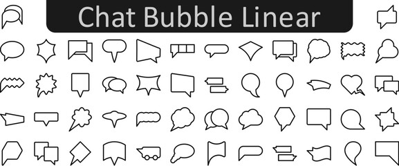Poster - Chat bubble linear vector icon set collection