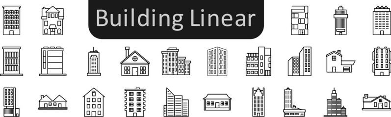 Poster - Building linear icons set. Web icon set. Website set icon vector.
