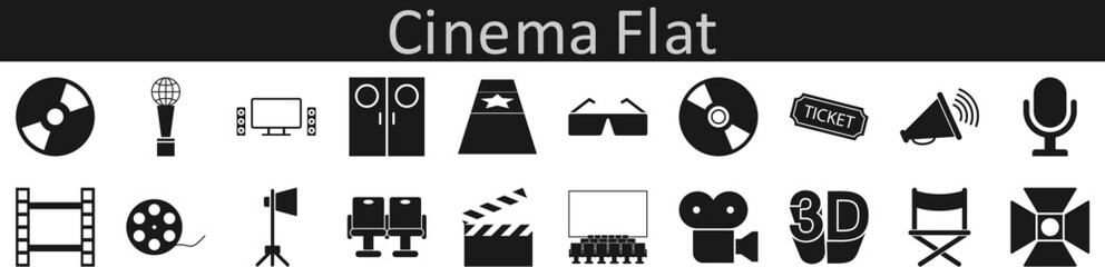 Poster - Cinema flat icons set. Web icon set. Website set icon vector.