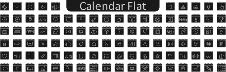 Poster - Calendar flat icons set. Web icon set. Website set icon vector.