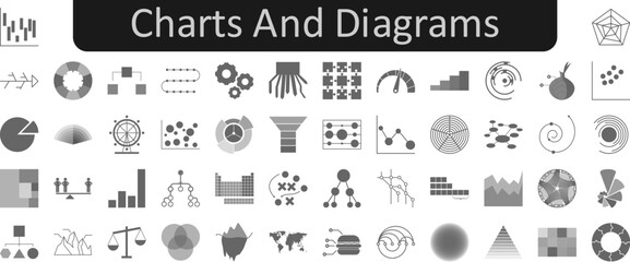 Poster - Charts and diagrams Charts and diagrams icons set. Web icon set. Website set icon vector.