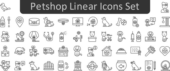 Poster - Petshop linear vector icon set collection