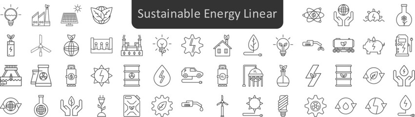 Poster - Sustainable energy linear icons set. Web icon set. Website set icon vector.