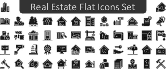 Poster - Real estate flat vector icon set collection