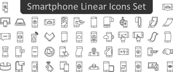 Fototapete - Smartphone linear icons set. Web icon set. Website set icon vector.