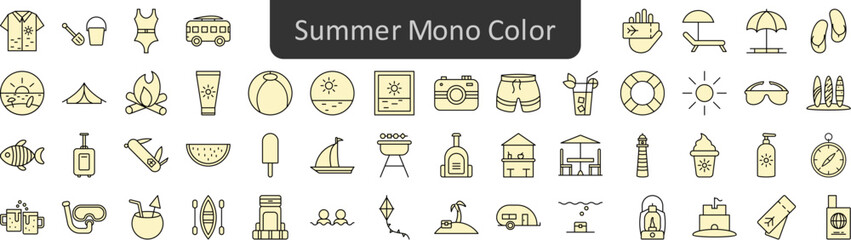 Poster - Summer mono color icons set. Web icon set. Website set icon vector.
