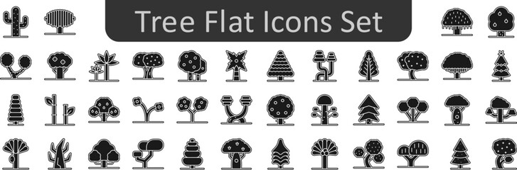Poster - Tree flat icons set. Web icon set. Website set icon vector.