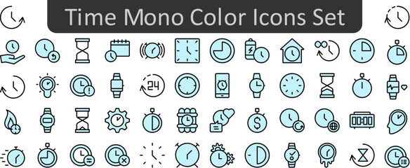 Poster - Time mono color icons set. Web icon set. Website set icon vector.