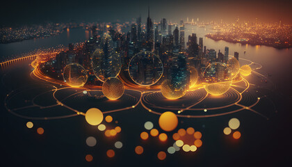Poster - Smart city and internet of things concept. Generative AI