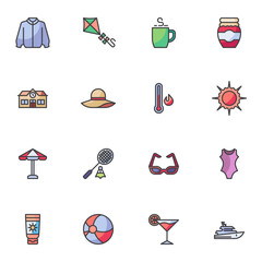 Aufkleber - summer time filled outline icons set