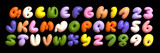 Fototapeta Fototapety dla młodzieży do pokoju - Colorful Latin 3D alphabet with airy thick letters. Font with numbers inflated figures in a cartoon children's style.