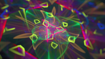 Poster - Digital fractal art computer generated 3D rendered graphics, abstract shapes and forms, beautiful fractal pattern for creativity, imagination, meditation, for poster, banner or background
