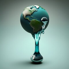 Wall Mural - earth drop water created using ai generative technology