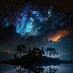 Wall Mural - sky in night created using ai generative technology