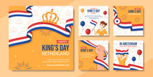 Happy Kings Netherlands Day Social Media Post Flat Cartoon Hand Drawn Templates Illustration