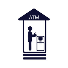 Sticker - bank ATM icon vector