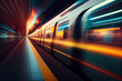 © Oleksandr - Futuristic Subway at high speed at night with motion blur background. Generative AI technology.