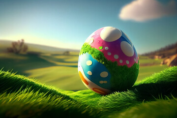 Wall Mural - illustration of easter colorful eggs in cartoon style . AI