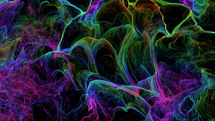 Poster - Computer generated 3D illustration, abstract fractal background for creative graphic design for postcards, wallpaper, banner with dark background