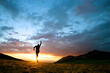 © Cavan Images - One person celebrating at sunset