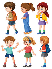 Canvas Print - Set of bully kids cartoon character