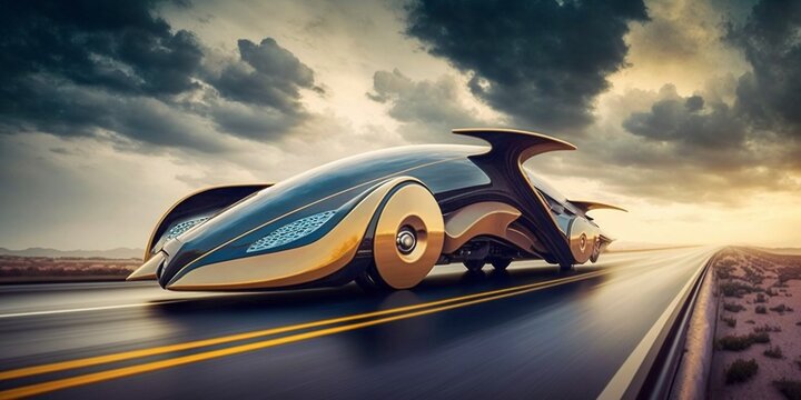 fliegendes auto extrem schnell unterwegs im jahr 2035, ai generativ