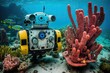 Robots Save Dying Coral Reefs. Robots technology rescue of the Great Barrier Reef. Undersea robots and 3-D printing to help coral reefs. AI generative