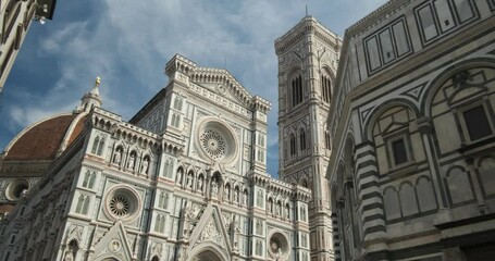 Wall Mural - Santa maria del fiore. Cathedral square in Florence.Santa Maria del Fiore and Giotti's bell tower with blue sky. 