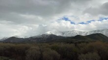 Timelapse Of Clouds Over Snow-Capped San Gabriel Mountains, Acton, California