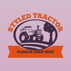 Sticker - Farm tractor logo design. Tractor logo for agricultural farming. Farm tractor logo design template