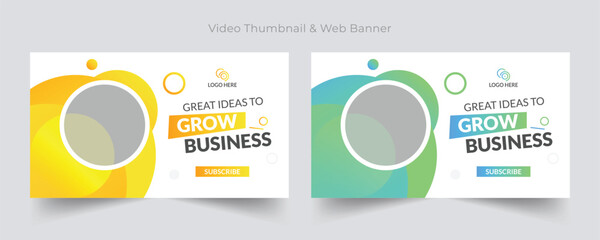 Business YouTube video thumbnail and social media web banner template for great business ideas