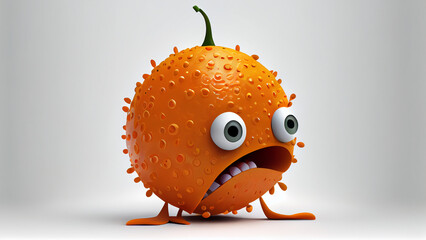 Wall Mural - Cute orange orange with a funny face.