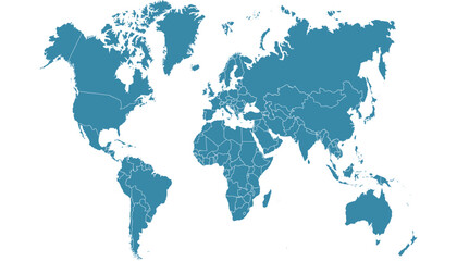  World map. Silhouette map. Color vector modern map	

