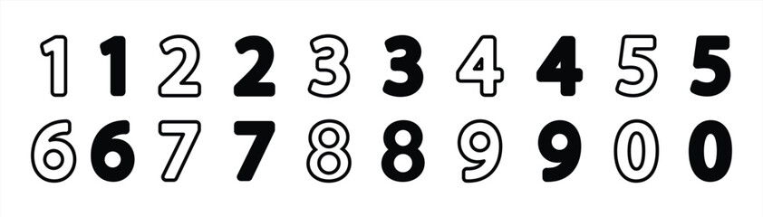 Fototapete - number icon set. bullet point number icon. flags 0 to 9 icon flat and outline on transparent background, vector illustration