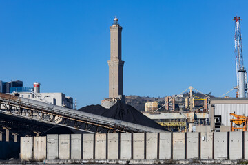 Sticker - GENOA, ITALY, FEBRUARY 2, 2023 - The lighthouse (Lanterna) seen from the port of Genoa, Italy