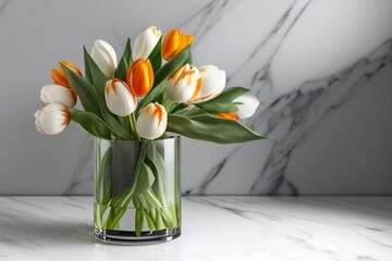 Fototapete - a bouquet of tulips flower. illustration Generative AI